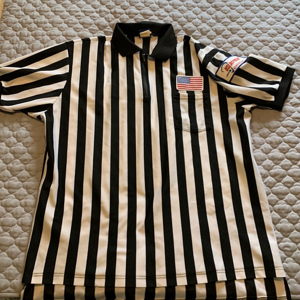 Mens XXL Short Sleeve Lacrosse Official Referee Shirt Jersey, Quarter Zip